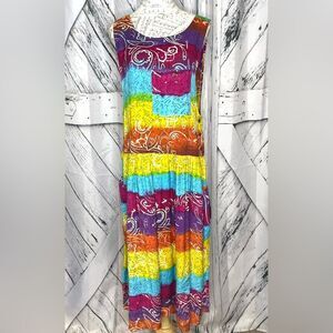 Boho Hippie Rainbow Jumper Dress M